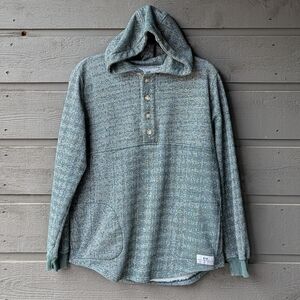 Muttonhead Green Long Sleeve Henley Hoodie Sweatshirt Size Small